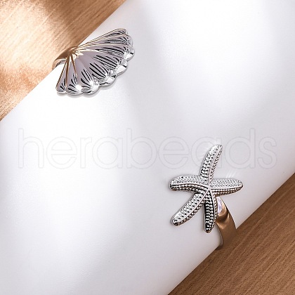 Brass Open Cuff Bangles for Women BJEW-R024-01P-1