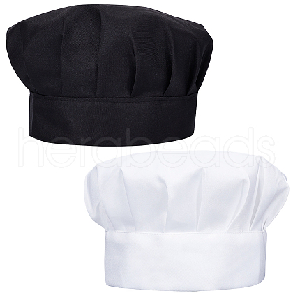 CREATCABIN 2Pcs 2 Colors Adjustable Polycotton Chef Hat AJEW-CN0002-26-1