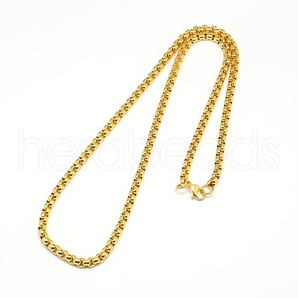 304 Stainless Steel Venetian Chain Box Chain Necklace Making STAS-A028-N031G-A-1