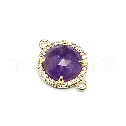 Natural Amethyst Connector Charms PW-WGD2653-04-1