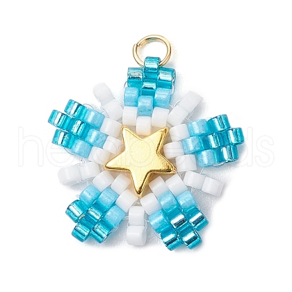Glass Seed Beaded Star Pendants PALLOY-MZ00641-03-1