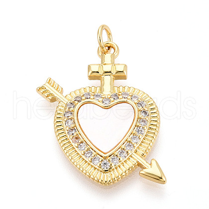 Brass Micro Pave Clear Cubic Zirconia Pendants KK-N268-45G-1