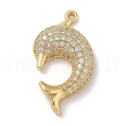 Rack Plating Brass Micro Pave Cubic Zirconia Pendants KK-G515-40G-01-1
