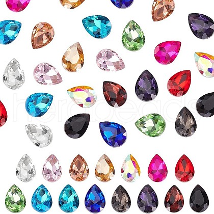 Olycraft Pointed Back Glass Rhinestone Cabochons RGLA-OC0001-10-1