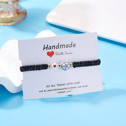 Sport Theme Plastic Charm Braided Bead Bracelets WG0CE78-05-1