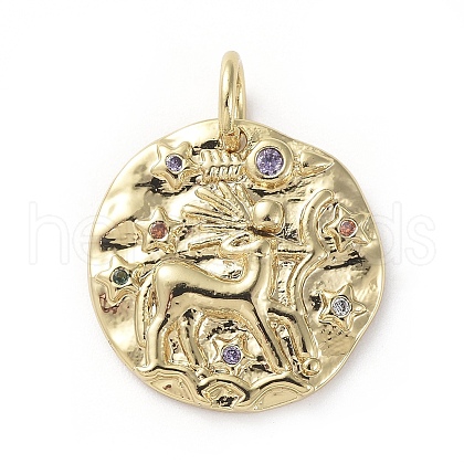 Brass Micro Pave Cubic Zirconia Pendants X-ZIRC-G157-03J-01G-1