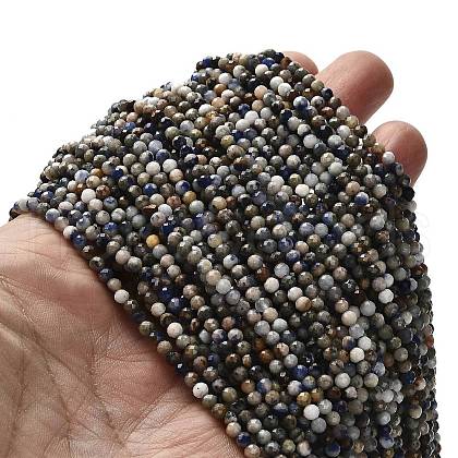 Natural Sodalite Beads Strands G-RM2025-A19-3mm-1