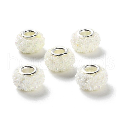 AB Color Resin Rose Flower European Beads RESI-M001-05J-1