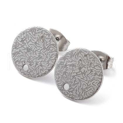 Non-Tarnish 201 Stainless Steel Flat Round Stud Earring Findings STAS-K259-18D-P-1