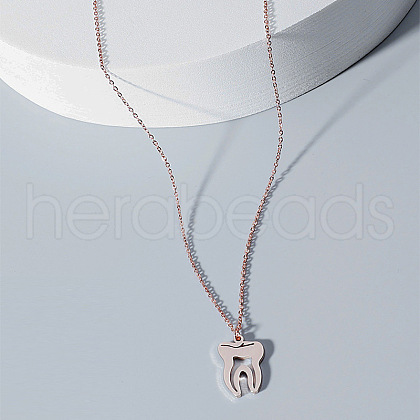 Tooth Shape 201 Stainless Steel Pendant Necklaces for Women FS-WG21FEE-01-1