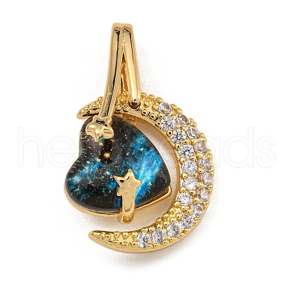 Rack Plating Brass Micro Pave Cubic Zirconia Pendants KK-U035-19G-1