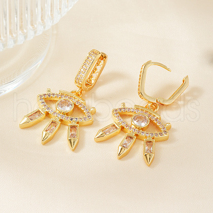 Fashionable Brass Clear Cubic Zirconia Eye Hoop Earrings CN7590-2-1