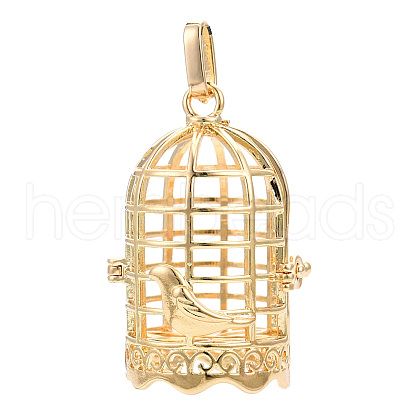 Rack Plating Brass Cage Pendants KK-Q402-14KC-1