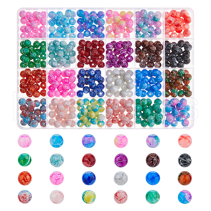 DICOSMETIC 480Pcs 24 Colors Drawbench Glass Round Beads GLAD-DC0001-01-1