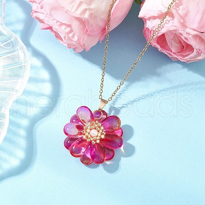 Glass Pendant Necklaces NJEW-MZ00112-08-1
