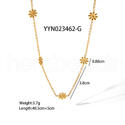 Elegant Stainless Steel Daisy Link Chain Necklaces for Women EE7355-2-1