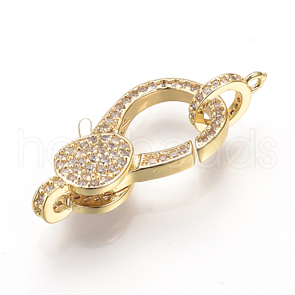 Brass Micro Pave Cubic Zirconia Lobster Claw Clasps ZIRC-S058-17G-1