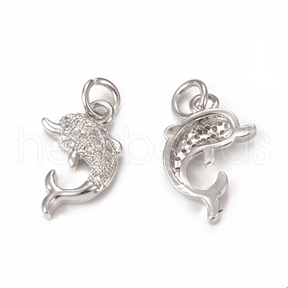 Brass Micro Pave Cubic Zirconia Pendants KK-E068-VB295-1