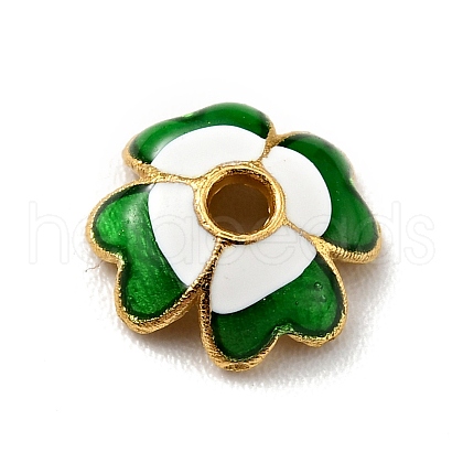 4-Petal Alloy Enamel Bead Caps FIND-G029-06G-02-1