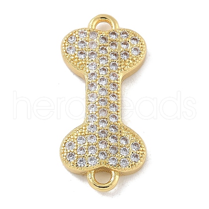 Rack Plating Brass Micro Pave Clear Cubic Zirconia Bone Connector Charms KK-A234-059G-1