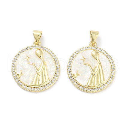 Brass Micro Pave Clear Cubic Zirconia Pendants KK-L213-010G-06-1