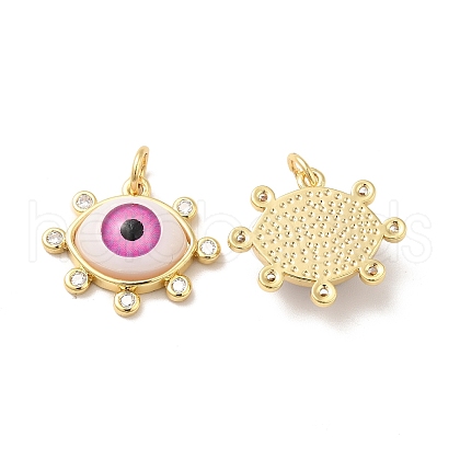 Brass Micro Pave Clear Cubic Zirconia Pendants ZIRC-E006-04G-02-1