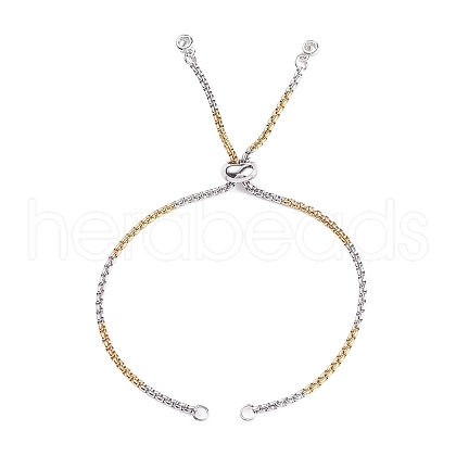 304 Stainless Steel Box Chains Slider Bracelet Making X-AJEW-JB01118-02-1