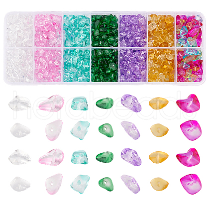 GOMAKERER 84G 7 Colors Spray Painted Transparent Glass Beads Strands GLAA-GO0001-18-1