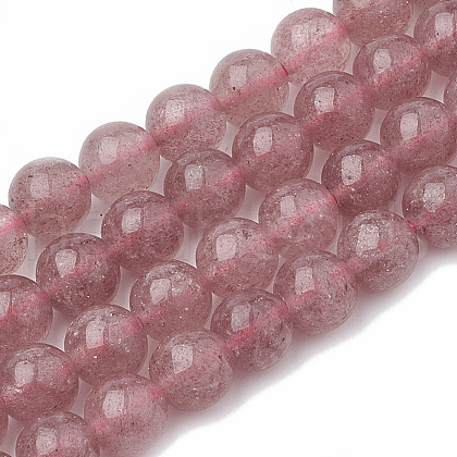 Natural Dyed Strawberry Quartz Beads Strands G-S295-15-6mm-1-1