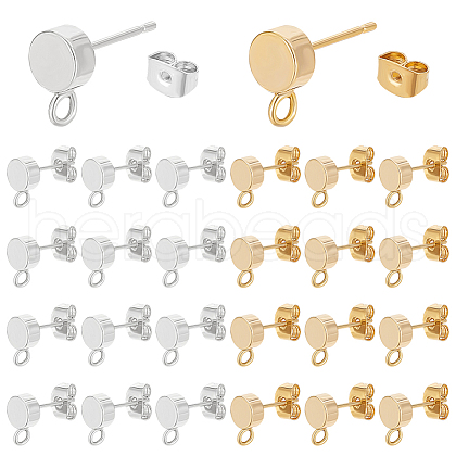 BENECREAT 24Pcs 2 Colors Brass Stud Earring KK-BC0013-93-1