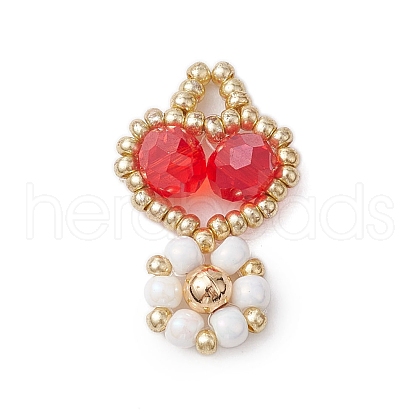 Seed Beads Beaded Charms PALLOY-MZ00312-05-1