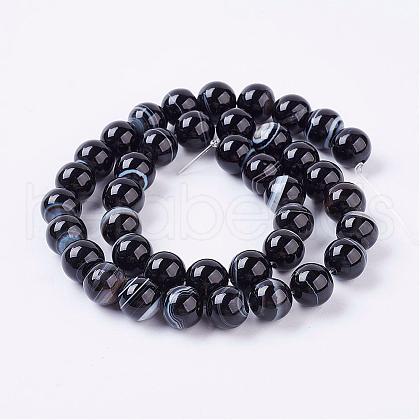 Natural Black Agate Beads Strands G-K173-06-10mm-1