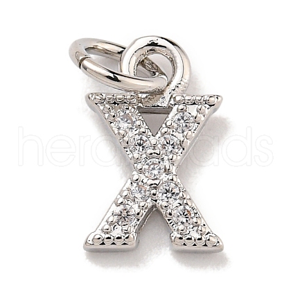 Initial Letter Brass with Cubic Zirconia Charms KK-Q814-26X-P-1
