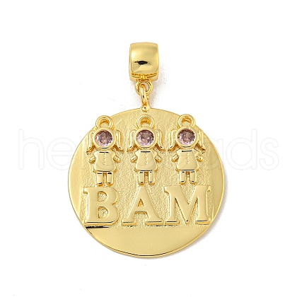 Brass Micro Pave Cubic Zirconia Pendants KK-N254-130A-G-1