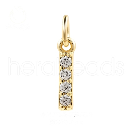 Brass Cubic Zirconia Pendants with Jump Rings FIND-PW0024-09I-1