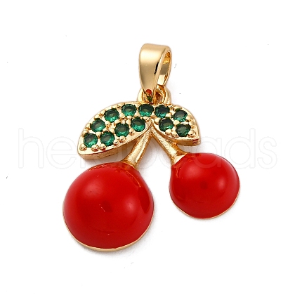 Brass Micro Pave Cubic Zirconia Pendants KK-V009-15G-02-1