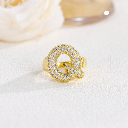 Brass Micro Pave Clear Cubic Zirconia Cuff Rings FS-WG4832E-33-1