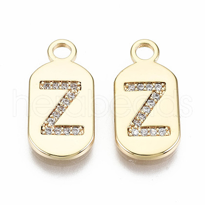 Brass Micro Pave Clear Cubic Zirconia Pendants KK-S360-052Z-NF-1