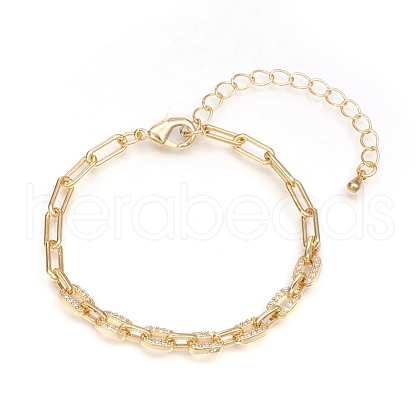 Brass Paperclip Chains Bracelets BJEW-I286-02G-1