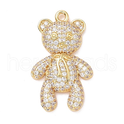Eco-friendly Brass Micro Pave Clear Cubic Zirconia Pendants KK-D079-02G-1