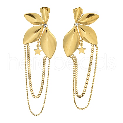 Flower Ion Plating(IP) 304 Stainless Steel Stud Earrings EJEW-G400-16G-1