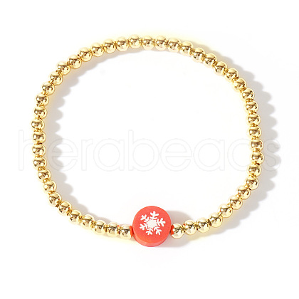 Christmas Brass Beaded Stretch Bracelets DP1194-2-1