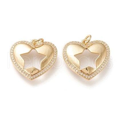 Brass Micro Pave Clear Cubic Zirconia Pendants ZIRC-I045-04G-1