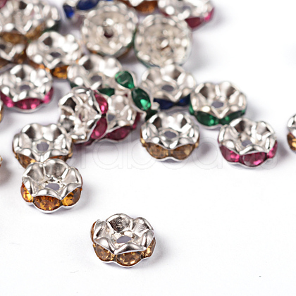 Brass Acrylic Rhinestone Spacer Beads RSB7mm-1