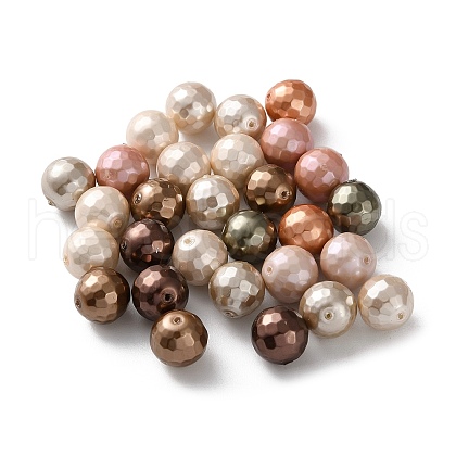 Faceted Round Shell Pearl Beads BSHE-XCP0001-78B-1