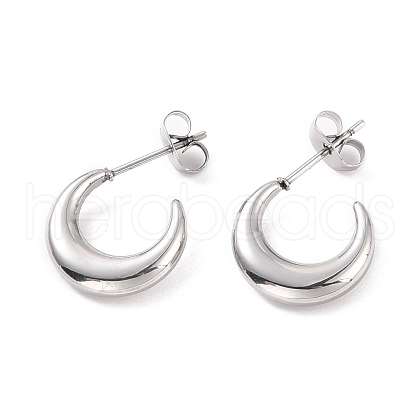 Non-Tarnish 304 Stainless Steel Crescent Moon Stud Earrings for Women EJEW-F280-05B-P-1