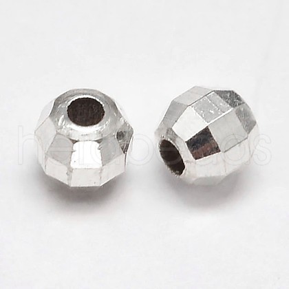 Faceted Round 925 Sterling Silver Beads STER-F012-02E-1