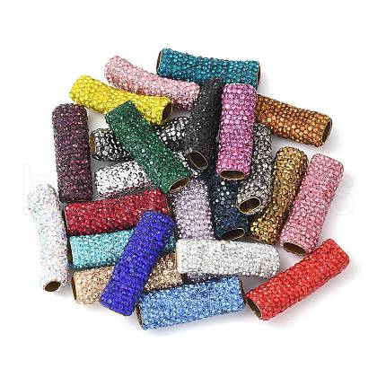 Rhinestone Clay Pave Brass Beads KK-P305-07E-G-1