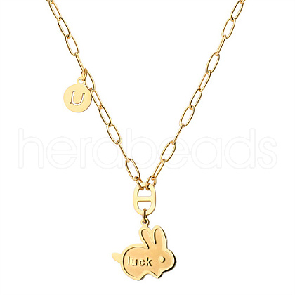 Luck Rabbit Stainless Steel Pendant Necklaces KA9286-3-1