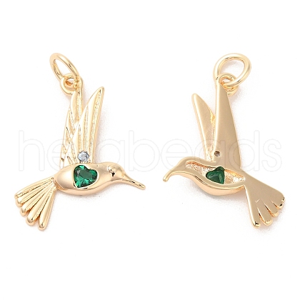 Brass & Glass & Cubic Zirconia Pendants KK-G468-46G-1